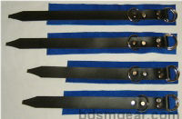 Black Leather and Blue Suede BDSM Cuff Set