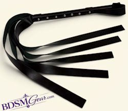 4 Foot Gorean Flogger, Black Leather
