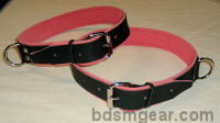 Black Leather on Pink Suede Thigh Cuffs