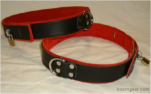 Black Leather on Red Suede Thigh Cuffs